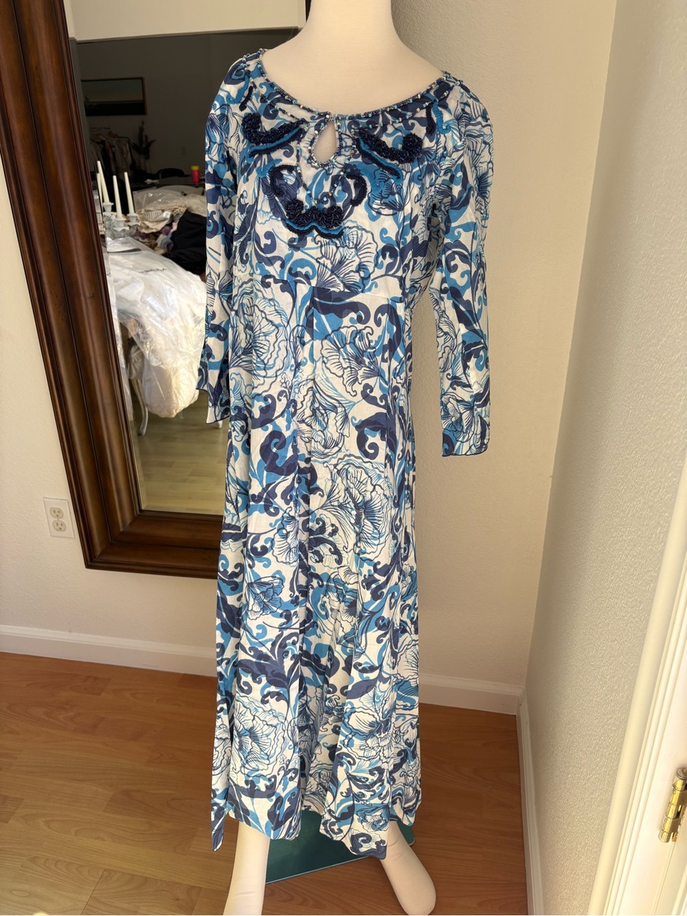 Maliparmi Blue and White Floral Maxi Dress